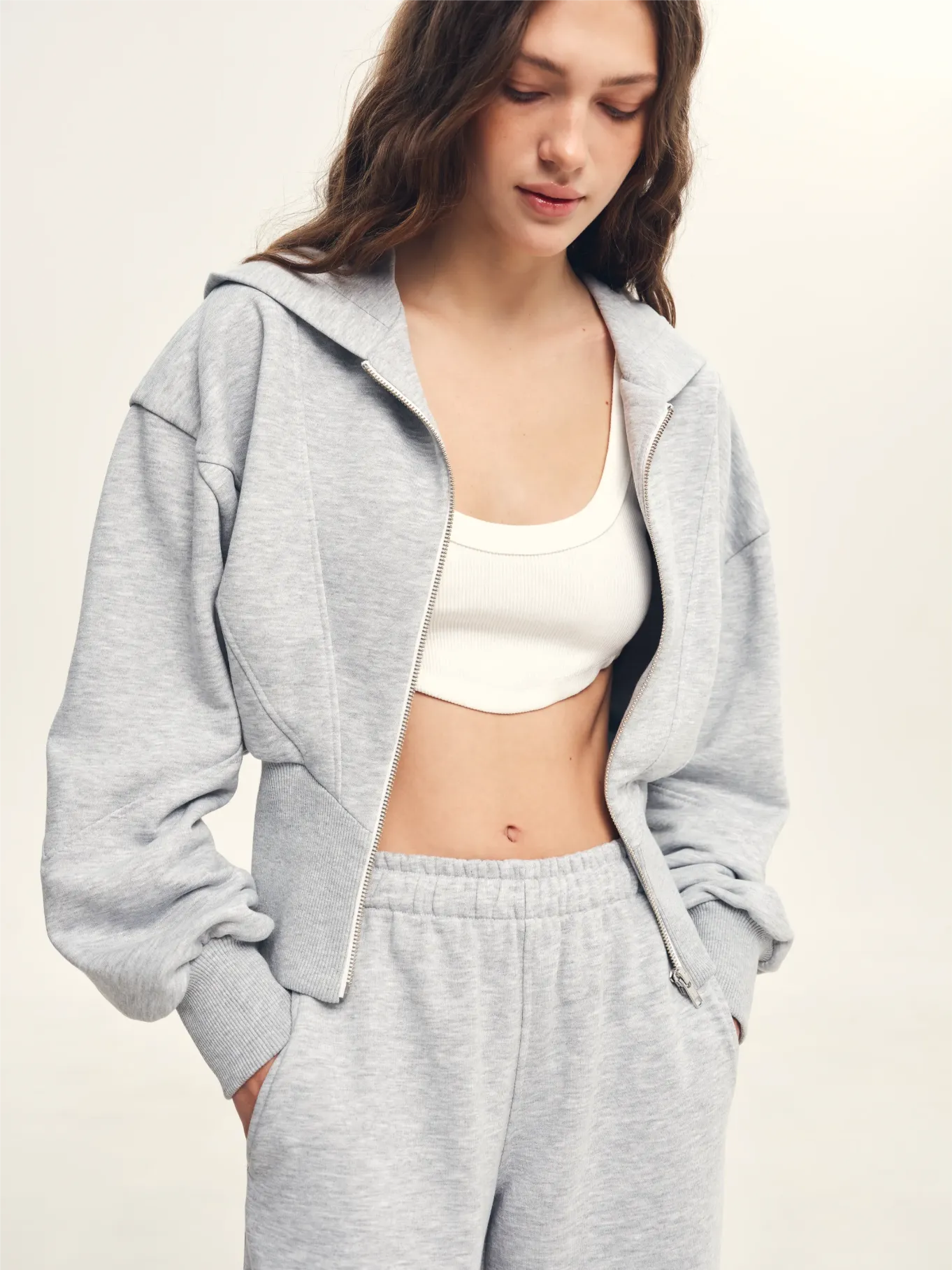 Cropped Corset Zip Hoodie | 044GARDEN